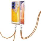 For Motorola Moto G85 Electroplating Dual-side IMD Phone Case with Lanyard(Draft Beer) - 1