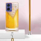 For Motorola Moto G85 Electroplating Dual-side IMD Phone Case with Lanyard(Draft Beer) - 3