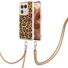 For Motorola Edge 50 Ultra Electroplating Dual-side IMD Phone Case with Lanyard(Leopard Print) - 1