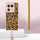 For Motorola Edge 50 Ultra Electroplating Dual-side IMD Phone Case with Lanyard(Leopard Print) - 3