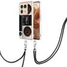 For Motorola Edge 50 Ultra Electroplating Dual-side IMD Phone Case with Lanyard(Retro Radio) - 1