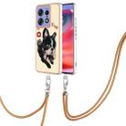 For Motorola Edge 50 Pro Electroplating Dual-side IMD Phone Case with Lanyard(Lucky Dog) - 1