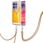 For Motorola Edge 50 Pro Electroplating Dual-side IMD Phone Case with Lanyard(Draft Beer) - 1