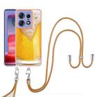 For Motorola Edge 50 Pro Electroplating Dual-side IMD Phone Case with Lanyard(Draft Beer) - 2