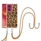 For Motorola Edge 50 Fusion Electroplating Dual-side IMD Phone Case with Lanyard(Leopard Print) - 2