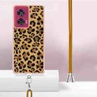 For Motorola Edge 50 Fusion Electroplating Dual-side IMD Phone Case with Lanyard(Leopard Print) - 3