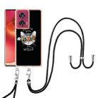 For Motorola Edge 50 Fusion Electroplating Dual-side IMD Phone Case with Lanyard(Natural Growth) - 2