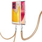 For Motorola Edge 50 Fusion Electroplating Dual-side IMD Phone Case with Lanyard(Draft Beer) - 1