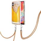 For Samsung Galaxy A04e Electroplating Dual-side IMD Phone Case with Lanyard(Draft Beer) - 1