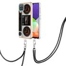 For Samsung Galaxy A12 Electroplating Dual-side IMD Phone Case with Lanyard(Retro Radio) - 1