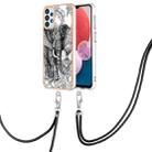 For Samsung Galaxy A34 5G Electroplating Dual-side IMD Phone Case with Lanyard(Totem Elephant) - 1
