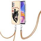 For Samsung Galaxy A73 5G Electroplating Dual-side IMD Phone Case with Lanyard(Lucky Dog) - 1