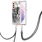 For Samsung Galaxy S21+ 5G Electroplating Dual-side IMD Phone Case with Lanyard(Totem Elephant) - 1