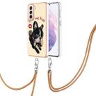 For Samsung Galaxy S21+ 5G Electroplating Dual-side IMD Phone Case with Lanyard(Lucky Dog) - 1