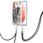 For Samsung Galaxy S21 5G Electroplating Dual-side IMD Phone Case with Lanyard(Totem Elephant) - 1