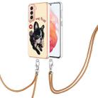 For Samsung Galaxy S21 5G Electroplating Dual-side IMD Phone Case with Lanyard(Lucky Dog) - 1