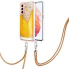 For Samsung Galaxy S21 5G Electroplating Dual-side IMD Phone Case with Lanyard(Draft Beer) - 1