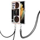 For Samsung Galaxy S21 Ultra 5G Electroplating Dual-side IMD Phone Case with Lanyard(Retro Radio) - 1