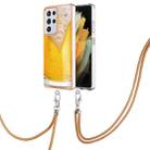 For Samsung Galaxy S21 Ultra 5G Electroplating Dual-side IMD Phone Case with Lanyard(Draft Beer) - 1