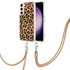 For Samsung Galaxy S22 5G Electroplating Dual-side IMD Phone Case with Lanyard(Leopard Print) - 1