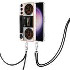 For Samsung Galaxy S22 5G Electroplating Dual-side IMD Phone Case with Lanyard(Retro Radio) - 1