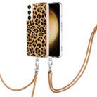 For Samsung Galaxy S22+ 5G Electroplating Dual-side IMD Phone Case with Lanyard(Leopard Print) - 1