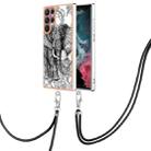 For Samsung Galaxy S22 Ultra 5G Electroplating Dual-side IMD Phone Case with Lanyard(Totem Elephant) - 1