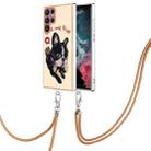 For Samsung Galaxy S22 Ultra 5G Electroplating Dual-side IMD Phone Case with Lanyard(Lucky Dog) - 1