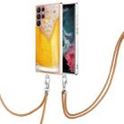 For Samsung Galaxy S22 Ultra 5G Electroplating Dual-side IMD Phone Case with Lanyard(Draft Beer) - 1