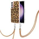 For Samsung Galaxy S23 5G Electroplating Dual-side IMD Phone Case with Lanyard(Leopard Print) - 1