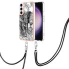For Samsung Galaxy S23 5G Electroplating Dual-side IMD Phone Case with Lanyard(Totem Elephant) - 1