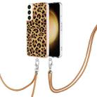 For Samsung Galaxy S23+ 5G Electroplating Dual-side IMD Phone Case with Lanyard(Leopard Print) - 1