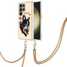 For Samsung Galaxy S23 Ultra 5G Electroplating Dual-side IMD Phone Case with Lanyard(Lucky Dog) - 1