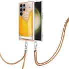 For Samsung Galaxy S23 Ultra 5G Electroplating Dual-side IMD Phone Case with Lanyard(Draft Beer) - 1