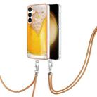 For Samsung Galaxy S24+ 5G Electroplating Dual-side IMD Phone Case with Lanyard(Draft Beer) - 1