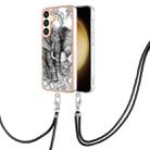 For Samsung Galaxy S24 5G Electroplating Dual-side IMD Phone Case with Lanyard(Totem Elephant) - 1