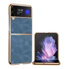 For Samsung Galaxy Z Flip4 Electroplated Lambskin Folding Phone Case(Navy Blue) - 1