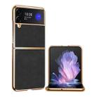 For Samsung Galaxy Z Flip4 Electroplated Lambskin Folding Phone Case(Black) - 1