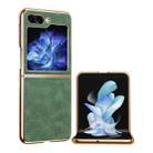 For Samsung Galaxy Z Flip5 Electroplated Lambskin Folding Phone Case(Alpine Green) - 1