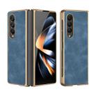 For Samsung Galaxy Z Fold3 Electroplated Lambskin Folding Phone Case(Navy Blue) - 1