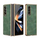 For Samsung Galaxy Z Fold4 Electroplated Lambskin Folding Phone Case(Alpine Green) - 1