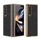 For Samsung Galaxy Z Fold4 Electroplated Lambskin Folding Phone Case(Black) - 1