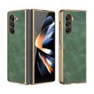 For Samsung Galaxy Z Fold5 Electroplated Lambskin Folding Phone Case(Alpine Green) - 1