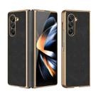 For Samsung Galaxy Z Fold5 Electroplated Lambskin Folding Phone Case(Black) - 1