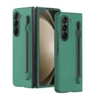 For Samsung Galaxy Z Fold5 Skin Feel PC Phone Case with Pen Slots, Not Included Pen(Green) - 1