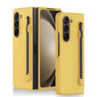 For Samsung Galaxy Z Fold5 Skin Feel PC Phone Case with Pen Slots, Not Included Pen(Yellow) - 1