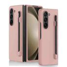 For Samsung Galaxy Z Fold5 Skin Feel PC Phone Case with Pen Slots, Not Included Pen(Pink) - 1