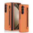 For Samsung Galaxy Z Fold5 Skin Feel PC Phone Case with Pen Slots, Not Included Pen(Orange) - 1