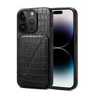 For iPhone 15 Pro Max Imitation Crocodile Leather Back Phone Case with Holder(Black) - 1