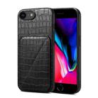 For iPhone SE 2022 / 2020 / 8 / 7 Imitation Crocodile Leather Back Phone Case with Holder(Black) - 1